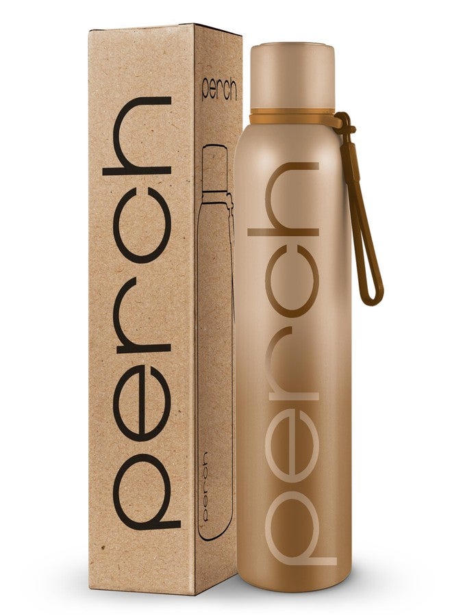 Perch Zion Hot and Cold Steel Water Bottle 720 ml, ISI Certified, Vacuum Insulated | for School, Gym, Office, Home | Leak Proof, BPA-Free | Flask for Kids, Men and Women | Beach Brown - Image 1